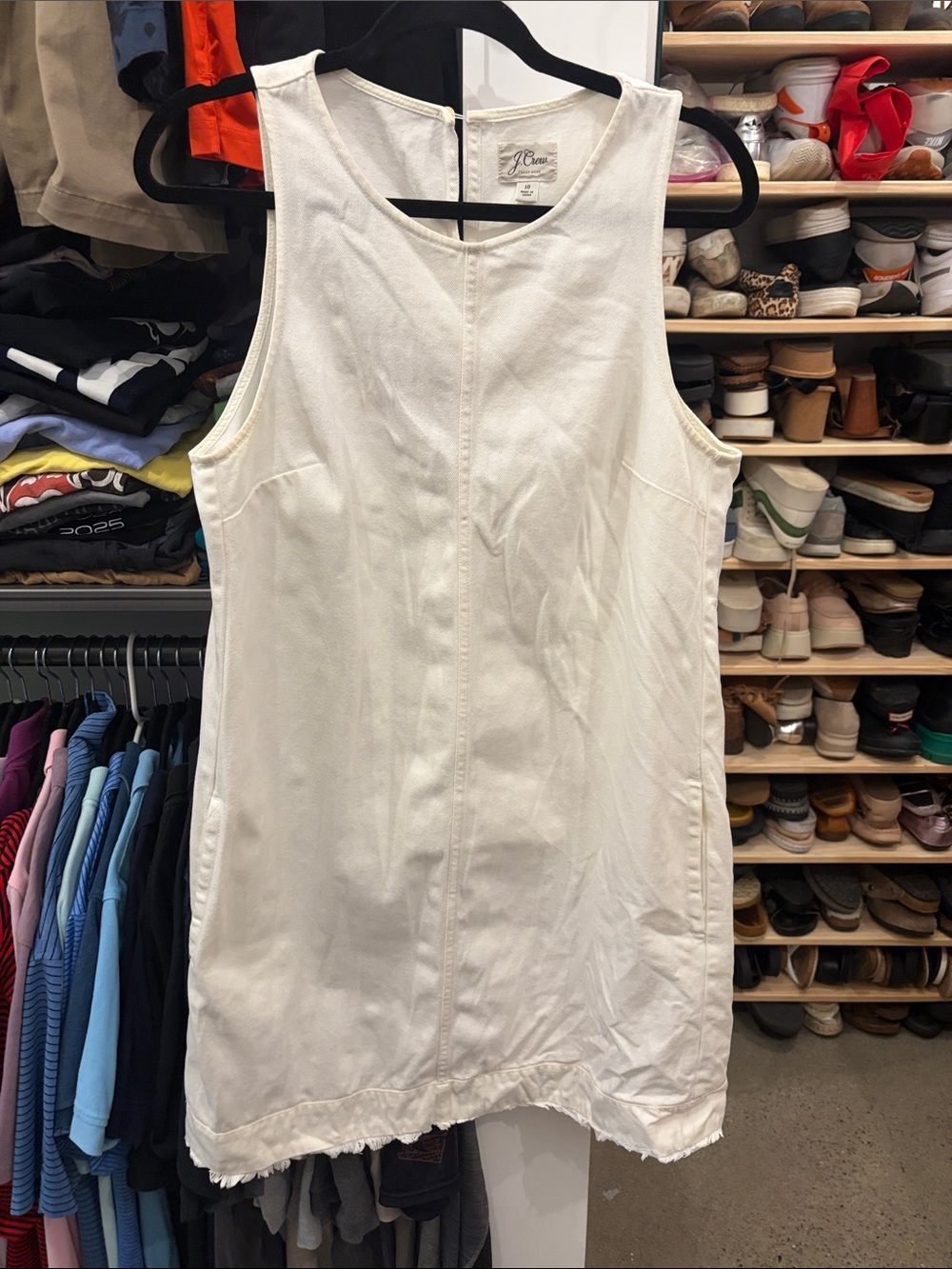 J. Crew Off-White Sleeveless Shift Dress